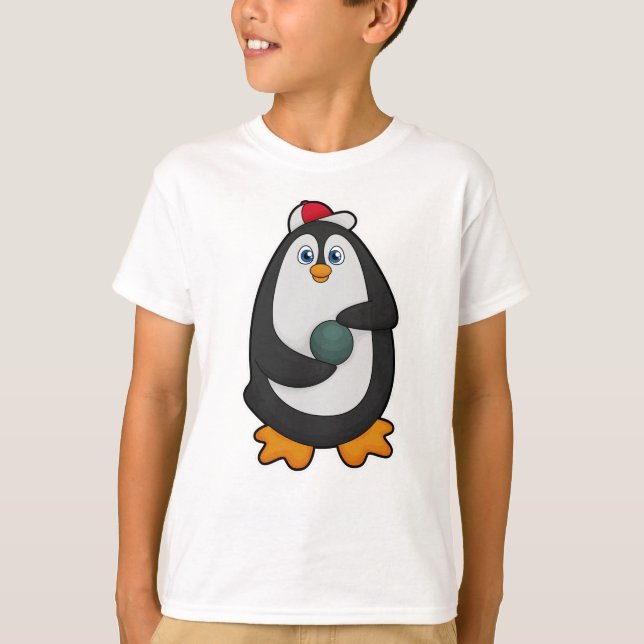 Camiseta Pinguim em Boliches com Bola de boliche (Frente)