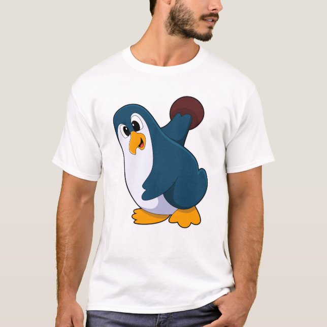 Camiseta Pinguim em Boliches com Bola de boliche (Frente)