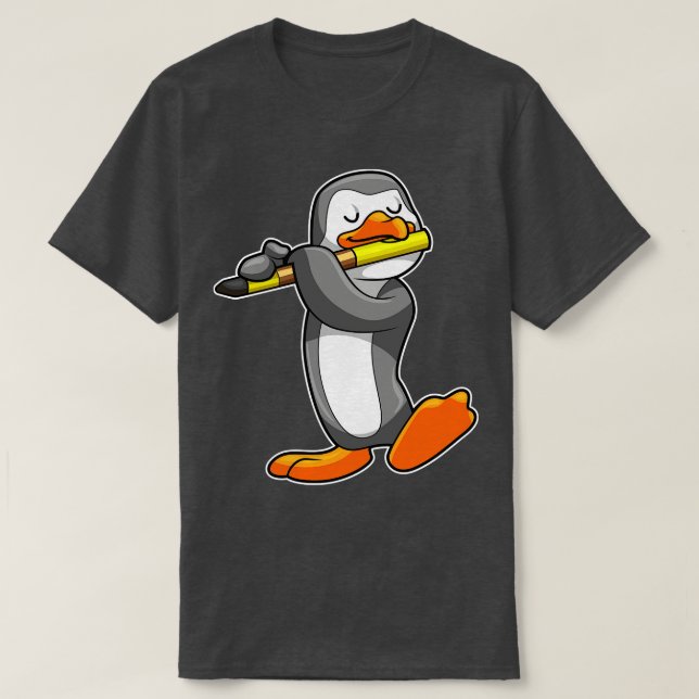 Camiseta Pinguim em Música com Flute (Frente do Design)