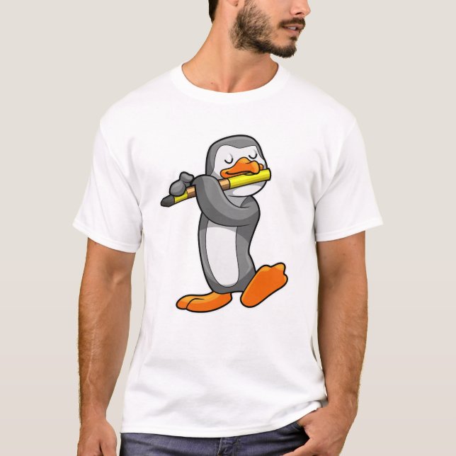Camiseta Pinguim em Música com Flute (Frente)