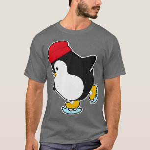 Camiseta Pinguim em patinação de gelo com chapéu