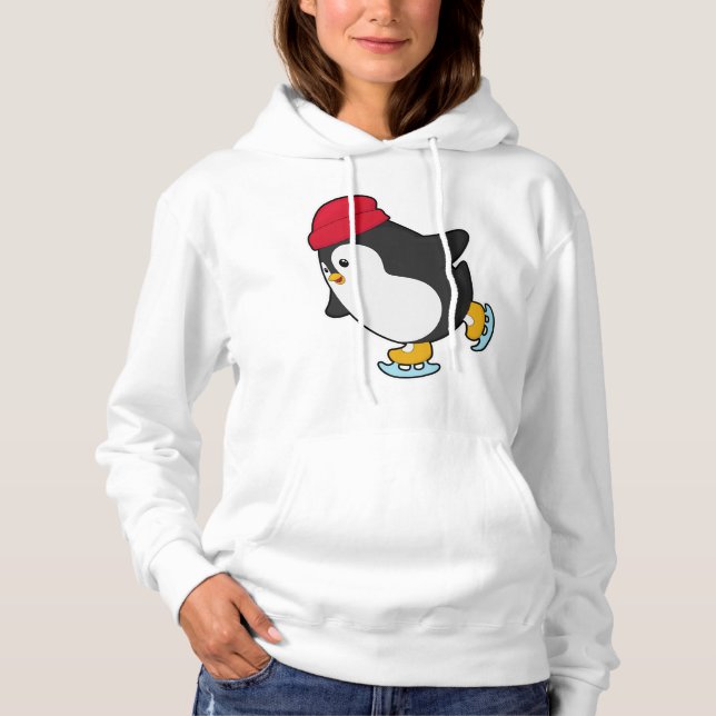 Camiseta Pinguim em patinação de gelo com chapéu (Frente)