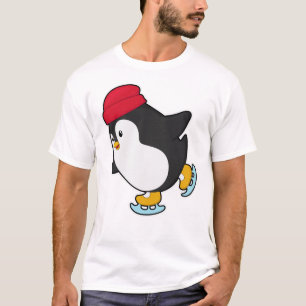 Camiseta Pinguim em patinação de gelo com chapéu