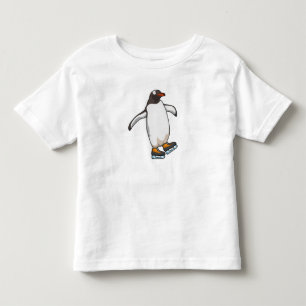 Camiseta Pinguim em patinação no gelo com skates de gelo