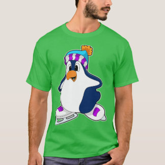 Camiseta Pinguim em patinação no gelo com skates de gelo 2