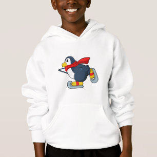Camiseta Pinguim em patinagem de gelo com skates de gelo.PN
