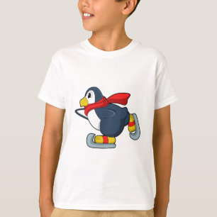 Camiseta Pinguim em patinagem de gelo com skates de gelo.PN