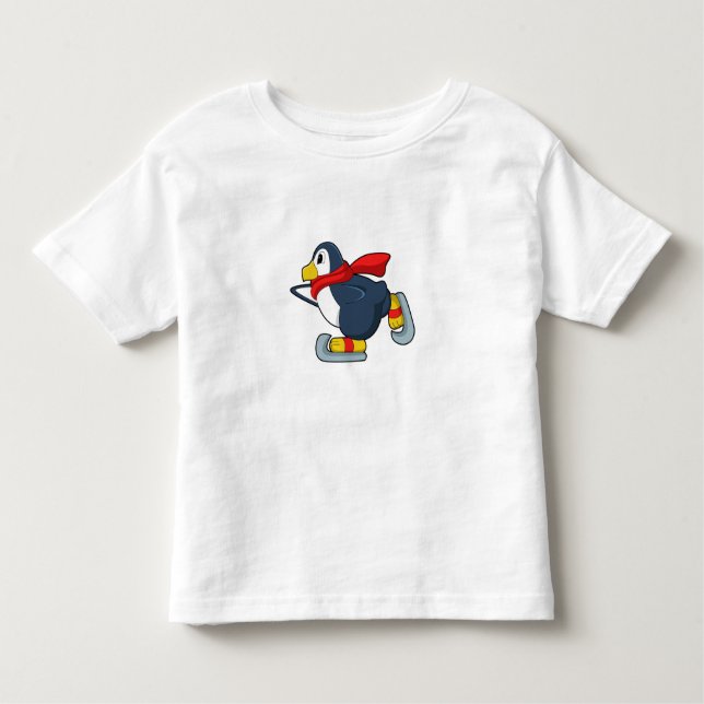 Camiseta Pinguim em patinagem de gelo com skates de gelo.PN (Frente)