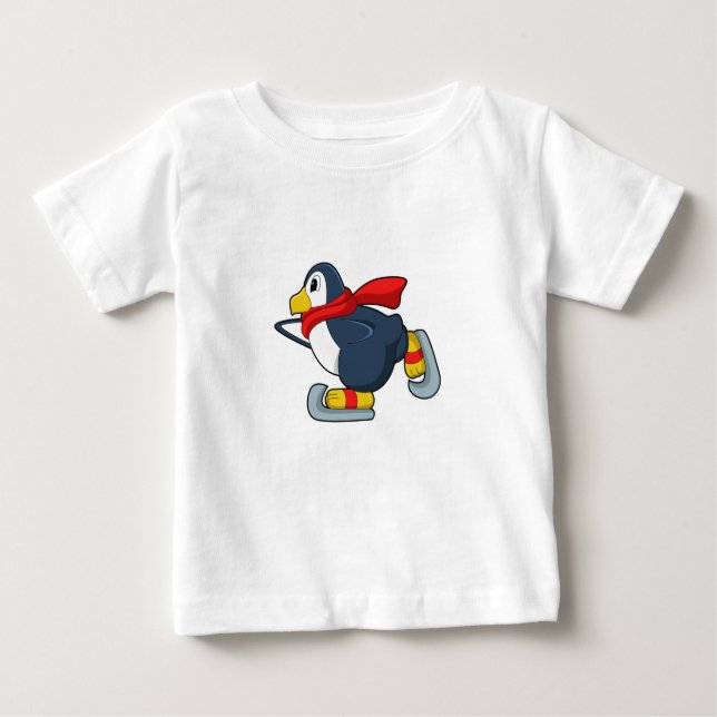 Camiseta Pinguim em patinagem de gelo com skates de gelo.PN (Frente)