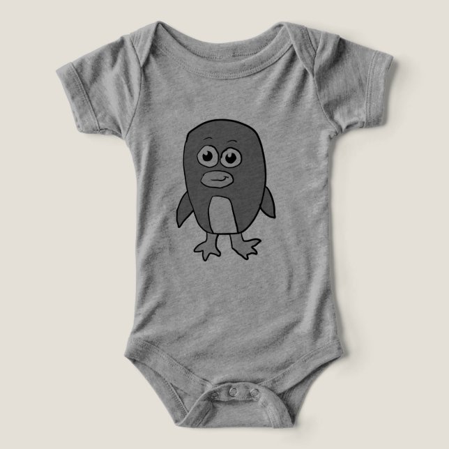 Camiseta Pinguim em Tons de Cinza (Design frontal)