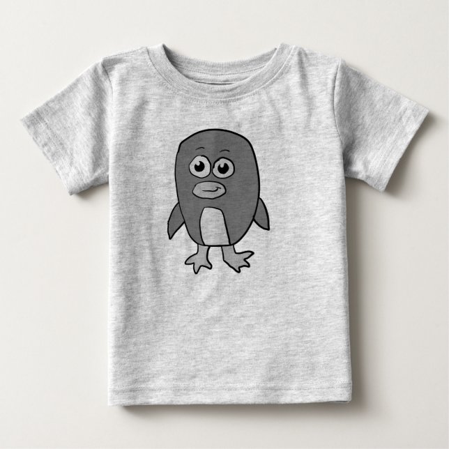 Camiseta Pinguim em Tons de Cinza (Frente)