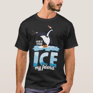 Camiseta Pinguim engraçado com faca e caneta legal