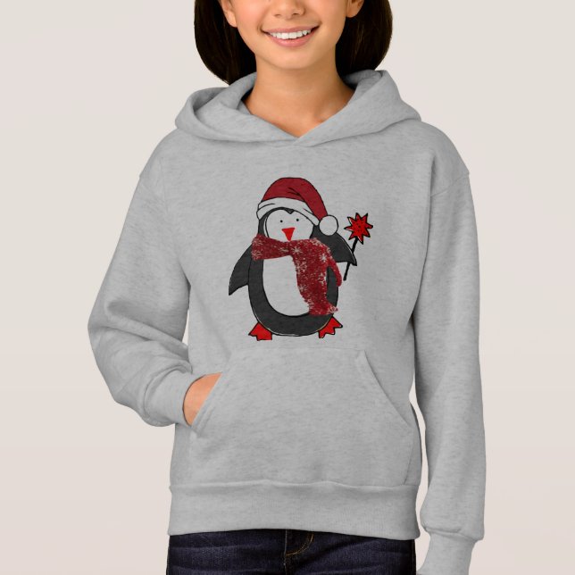 Camiseta pinguim engraçado, crianças de natal de inverno fr (Frente)