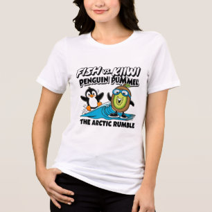 Camiseta Pinguim engraçado e kiwi