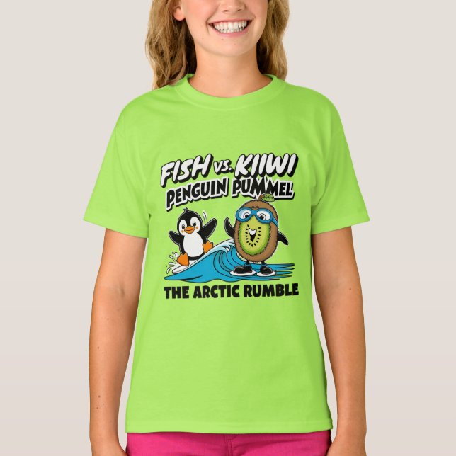 Camiseta Pinguim engraçado e kiwi (Frente)