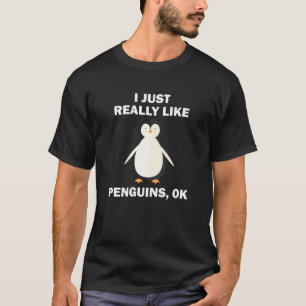Camiseta Pinguim Engraçado Eu Gosto Muito De Pinguins Ok