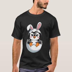 Camiseta Pinguim Engraçado Orelhas de Coelhinho da Páscoa C