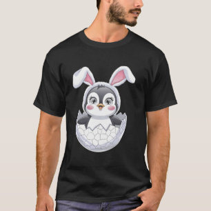 Camiseta Pinguim Engraçado Orelhas de Coelhinho da Páscoa C