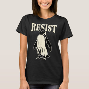 Camiseta Pinguim Engraçado Resiste Pinguins em Protesto Con