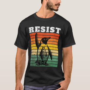 Camiseta Pinguim Engraçado Resiste Pinguins em Protesto Con