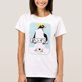 Camiseta Pinguim escrevendo japonês que lê pinguim