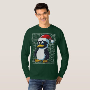 Camiseta Pinguim feio da camisola do Natal