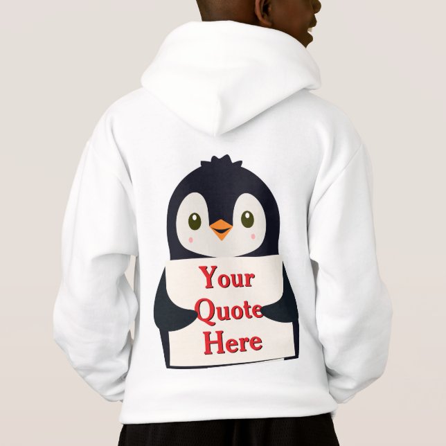 Camiseta Pinguim feliz segurando um sinal para personalizar (Verso)