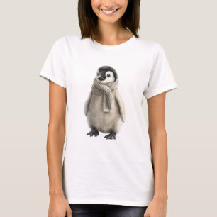 Camiseta Pinguim Filhote Adorável e Fofo com Cachecol Aconc