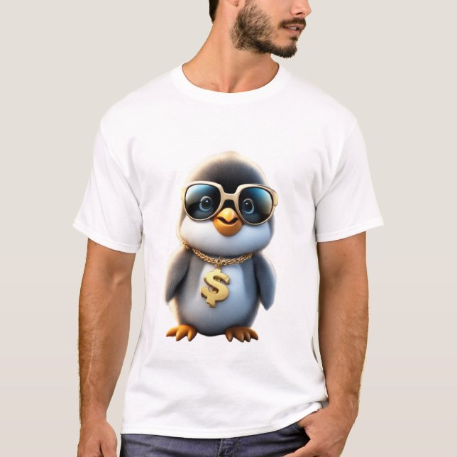 Camiseta Pinguim Fluffy Bonito E Legal (Frente)