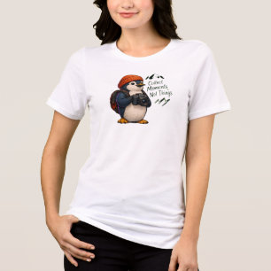 Camiseta Pinguim Fofo Coleta Momentos Não Coisas Viagem