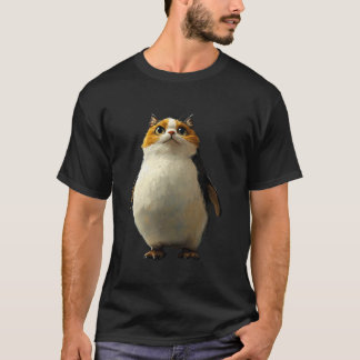 Camiseta Pinguim Fofo Com Rosto De Gato