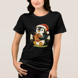 Camiseta Pinguim Fofo de Natal com Caixa de Presente