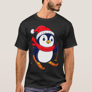Camiseta Pinguim fofo esquiando - amante de pinguim observa