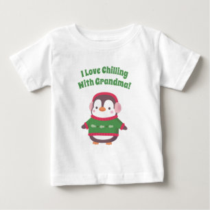 Camiseta Pinguim Fofo Eu Amo Relaxar Com a Vovó Engraçado