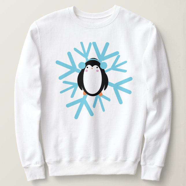 Camiseta Pinguim Fofo Floco de Neve Natal Inverno (Frente do Design)