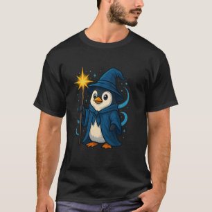 Camiseta Pinguim Fofo O Mágico Azul Pássaro Empunhando Magi