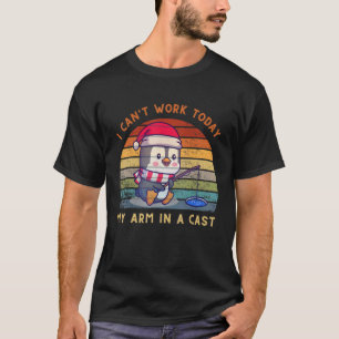 Camiseta Pinguim Fofo Pescando no Gelo Não posso trabalhar
