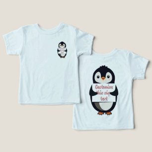 Camiseta Pinguim fofo segurando um sinal para texto persona