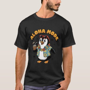 Camiseta Pinguim Fofo Vintage Havaí Modo Aloha Retro