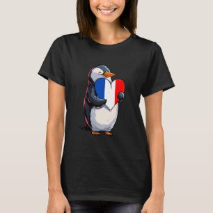 Camiseta Pinguim França Coração Bandeira Francesa Raízes Fr