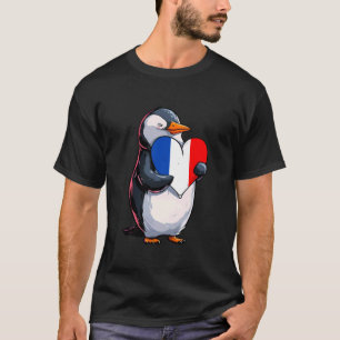 Camiseta Pinguim França Coração Bandeira Francesa Raízes Fr