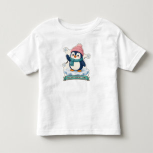 Camiseta Pinguim Frio e Alegre com um Chapéu de Pom Pom Ros