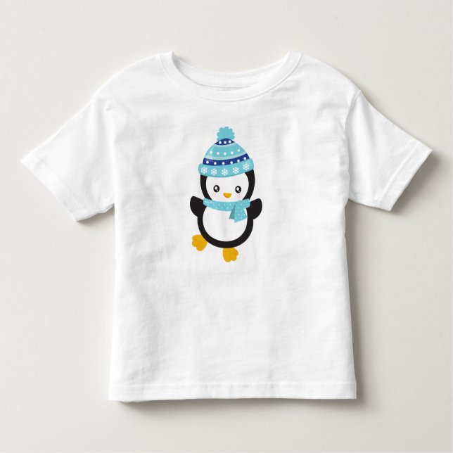 Camiseta Pinguim Gato, Pinguim De Bebê, Pinguim Com Scarf (Frente)