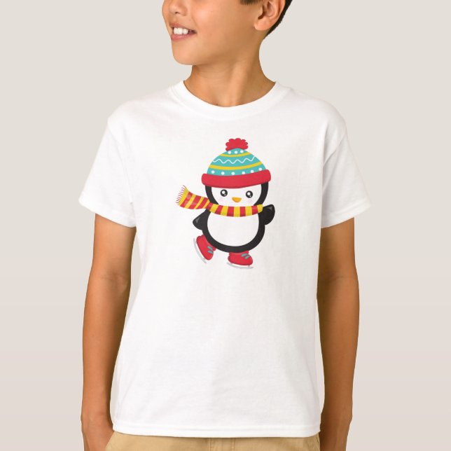 Camiseta Pinguim Gelado, Pinguim De Ice, Chapéu, Scarf (Frente)
