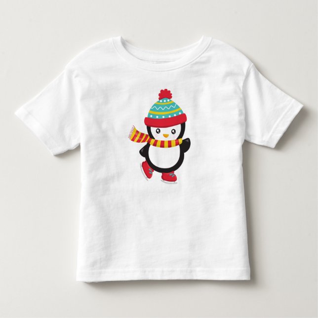 Camiseta Pinguim Gelado, Pinguim De Ice, Chapéu, Scarf (Frente)