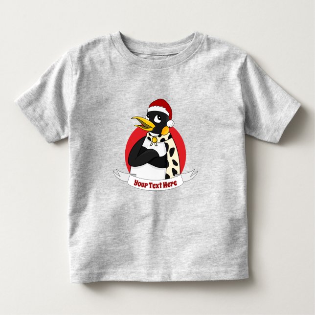 Camiseta Pinguim imperador sorridente desenho de Natal Todd (Frente)