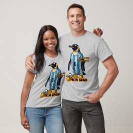 Camiseta Pinguim Jogador de Futebol Engraçado da Argentina