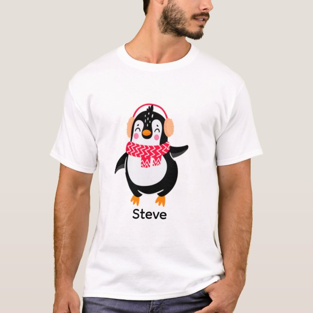 Camiseta Pinguim Jolly Natal em Scarf com Malgas (Frente)