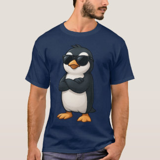 Camiseta Pinguim legal com braços cruzados carro de jogador