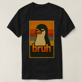 Camiseta Pinguim Mal-humorado “bruh” Meme – Engraçado Vinta